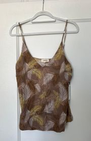 L’agence Gabriella V Neck 100% Silk Camisole Tank in Chanterelle Palm Cream NWT