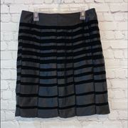 Carmen Marc Valvo Satin & Velvet Striped Skirt