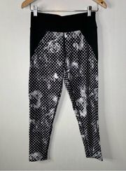 Betsey Johnson Performance 7/8 Leggings Floral Polkadot Print Size Medium