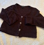 Brown Fuzzy Button Down Cardigan 