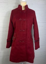 Danesi Jeans red pea coat Double Breasted Size Large Juniors. New with tags