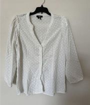 PAIGE Embroidered White Eyelet Blouse Size M