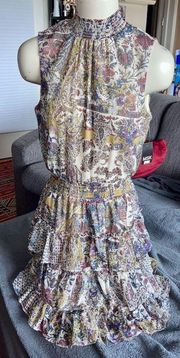 NWT MSK, Macy’s Slvlss Paisley Print Ruffle Dress, Sz M