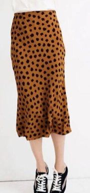 Madewell Midi Slip Skirt in Painted Spots Brown Black Womens Size 6