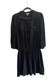 Juicy Couture Y2K  Black Silk Shirtdress with Gold Buttons size 14