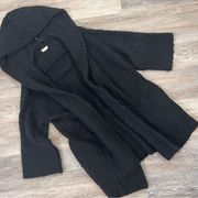 Soft joie black boiled wool hooded oversized cardigan jacket