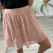 Pink Circle Layered Lace Floral Skirt / Size M