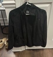 Black fuzzy north face coat