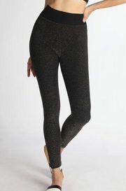 New Black Leggings with Gold Glitter Weaving