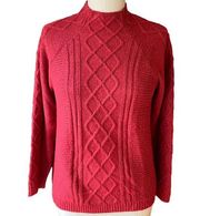 DESIGN 365 Red Mock Turtleneck Cable Knit Long Sleeve Sweater ~ Women's Size XL