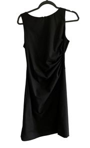 Sz 2 Black Bateau Neckline Wool Blend Sleeveless Dress