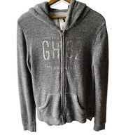 Gilly Hicks Gray Zip Up Hoodie Women Size Medium Long Sleeve Sweatshirt