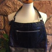 Nina Bossi Black Leather Handbag-EUC