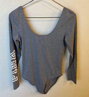 {VS Pink} Gray Long sleeve bodysuit NWT