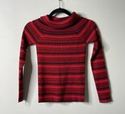 Forever 21 Red Striped Turtleneck Sweater Small