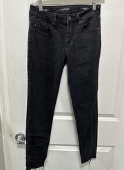 VIGOSS black wash raw hem mid rise skinny jeans, size 26W