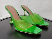 Gianni Bini  Oziee Women Sandals Size 11 Green Clear Vinyl Sculptural Heel NEW