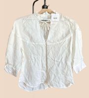 NWT Sandro Paris Ivory Cupro Tie Detail Blouse 