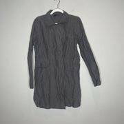 Eileen Fisher Gray Lightweight Pea Trench Coat Jacket Size Medium
