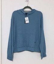 Joe’s Jeans Blue Hoodie Sweatshirt Kangaroo Pocket Smocked Size L NWT