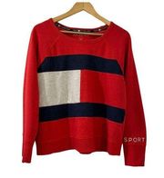 Tommy Hilfiger  Sport Logo Cropped Sweatshirt Crop Shirt Womens Sz Large