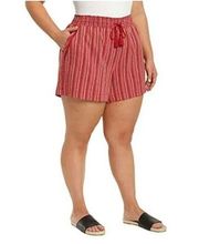 Womens Briggs New York Linen Blend Pull-On Shorts with Tassel Drawstring - Sz M