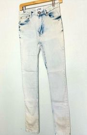 ONE TEASPOON Ultra Light Wash Low Waist Drop Crotch Skinny Leg Jeans Size 22