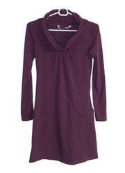 Athleta Lost River Cowl Neck 3/4 Sleeve Organic Cotton Dress Side Pocket XXS