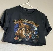 Single stitch vintage Harley Davidson wolf crop shirt M