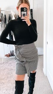 B&W Houndstooth Ruffle Skirt