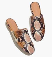 MADEWELL | The Cory Mule in Snake Embossed Leather Flats Slides Mules | Size 9.5