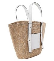 Time and Tru Women's Jute Pocket Tote Bag nwt white silver