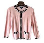 Vintage Chaps pink and black button up sweater cardigan