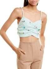 NWT  Sutton Mint Cami Sweater Sequin Beaded Cropped Pastel sz L