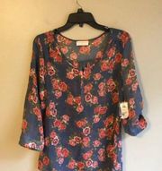 NWT Bobbie Brooks medium floral sheer top