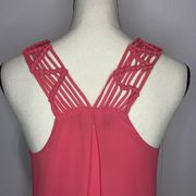 NAKED ZEBRA Sz Small Melon Sleeveless Strappy Top Blouse