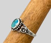 Vintage Style Turquoise Flower Ring - Sz 7