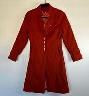 EUC Amazon Burnt Orange Long Peacoat Jacket Coat sz M