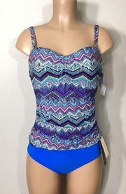 New. Profile by Gottex Blue tankini. 36/D-10/bottom. Retails $168