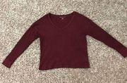 American Eagle soft waffle knit burgundy long sleeve top