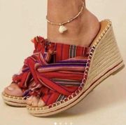 Altar'd State Wedge Espadrille Heels Size 7 Colorful Boho Festival Vacation
