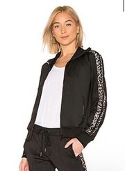 Revolve Pam & Gela Leopard Stripe Track Jacket in Black Size Small/Petite