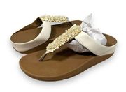 FitFlop Verna Ivory Beaded Flip Flop Toe‎ Post Sandals Womens 11