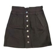 New Mi Ami Black Jean Denim Button Front Mini Skirt Sz M Women’s