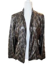 Chico's Faux Snakeskin Embossed Black Silver Metallic Jacket Blazer Size 1 US 8