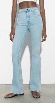 ZARA nwt denim jeans jean high waisted flare pants