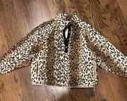 Animal Print Fleece Pullover , Quarter Button Up