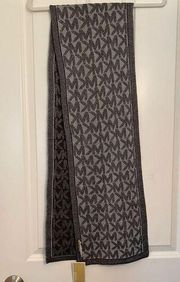 NWT Michael Kors logo knit scarf silver metalic yarn