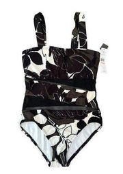 CARMEN MARC VALVO Floral Mesh Swimsuit Sz 10 NEW