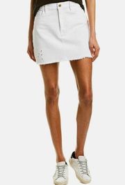 Frame Embroidered White Denim Mini Skirt